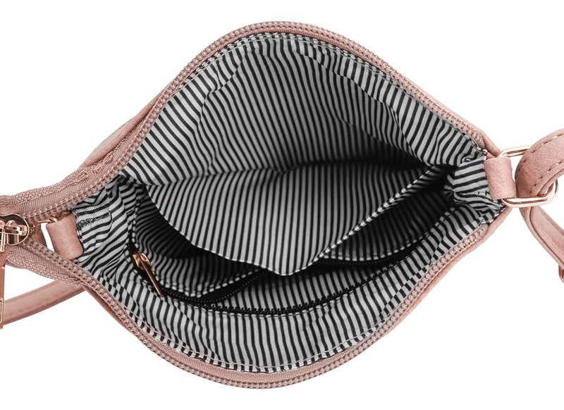 DELUXITY | Crossbody Purse Bag | Functional Multi Pocket Double Zipper Purse | Adjustable Strap | Medium Size Purse | Blush - Image 4